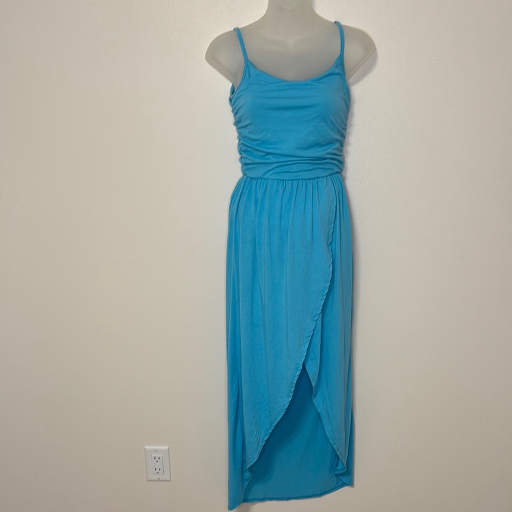 Blue Asymmetrical Maxi Dress Strapless Spring Easter Small